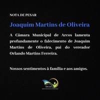 Nota de pesar - Joaquim Martins de Oliveira