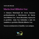 Nota de pesar - Maria José Ribeiro Vaz (Dona Benzinha)
