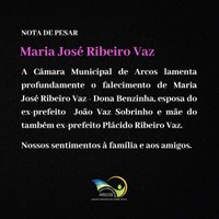 Nota de pesar - Maria José Ribeiro Vaz (Dona Benzinha)