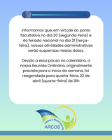 Reunião Ordinária do dia 20 de abril será adiada